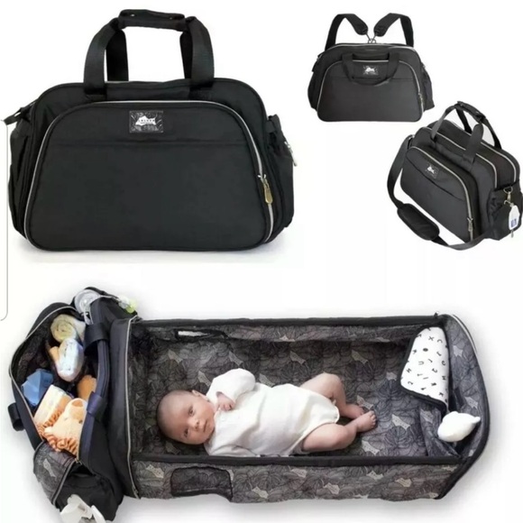 LALUKA Travel Bassinet Portable Baby Bed - Large Diaper Bag Change in black - Picture 1 of 9